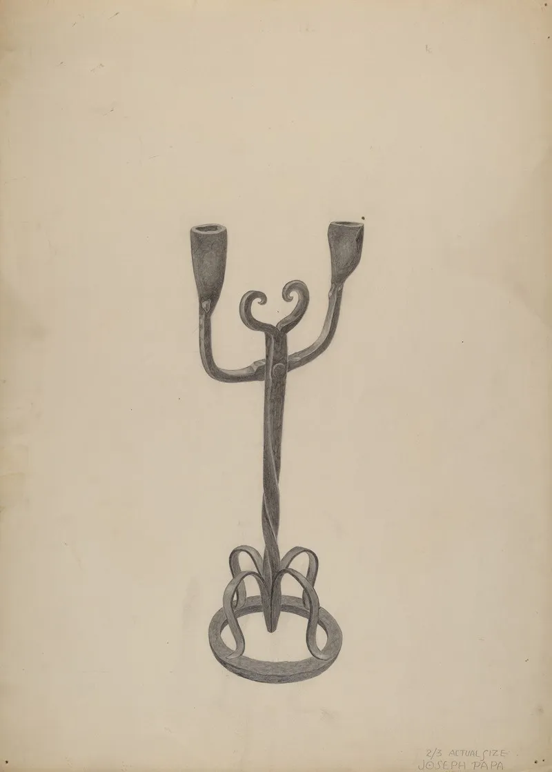 Iron Candlestick by Joseph Papa - Canvas Print