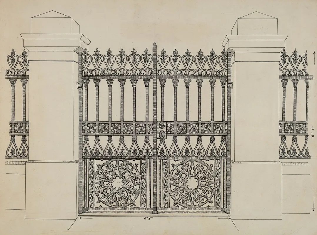 Iron Fence And Gate by Ray Price - Canvas Print