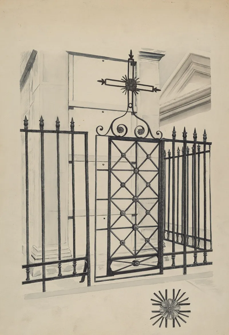 Iron Gate And Fence 16 by Ray Price - Canvas Print