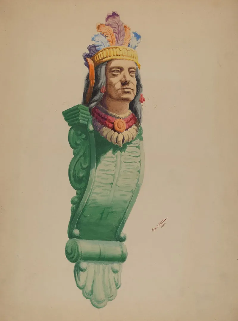 Iron Indian Head by Charles Moss - Canvas Print