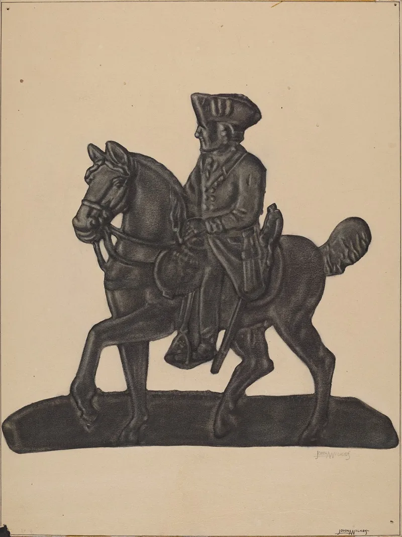 Iron Officer On Horse by John Wilkes - Canvas Print