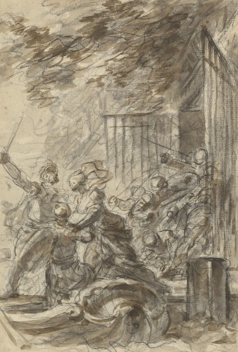 Isabella Abandons Her Home To Follow Odorico And His Men by Jean-Honoré Fragonard - Canvas Print