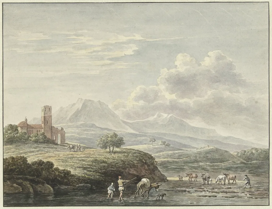 Italiaans Landschap After Karel Du Jardin 1761 1800 by Daniël Dupré - Canvas Print