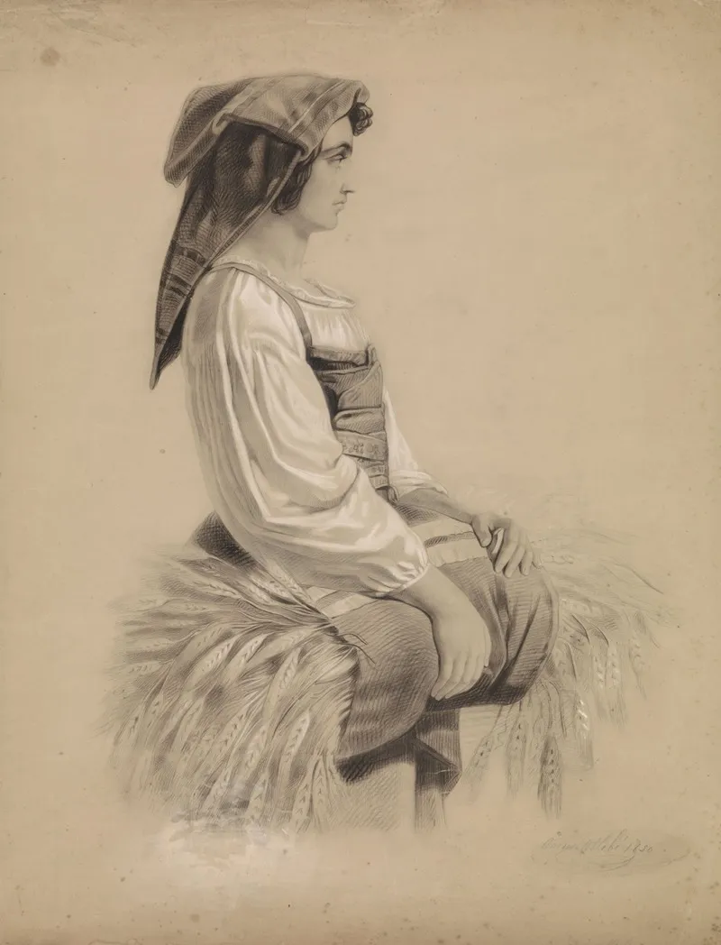 Italiaanse Boerin Naar Rechts by August Allebé - Canvas Print