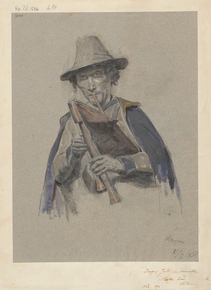 Italian Bagpiper by Leon Kapliński - Canvas Print