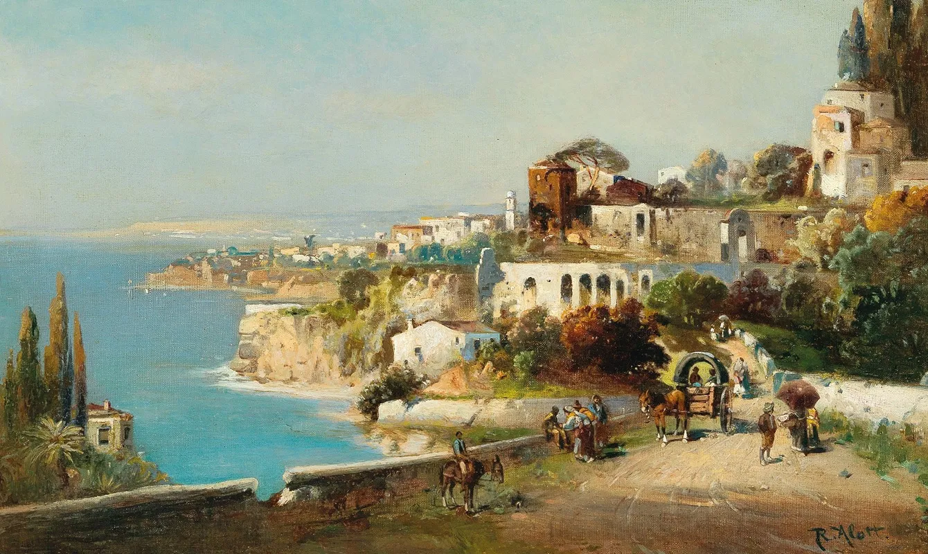 Italian Coastal Town by Robert Alott - Canvas Print