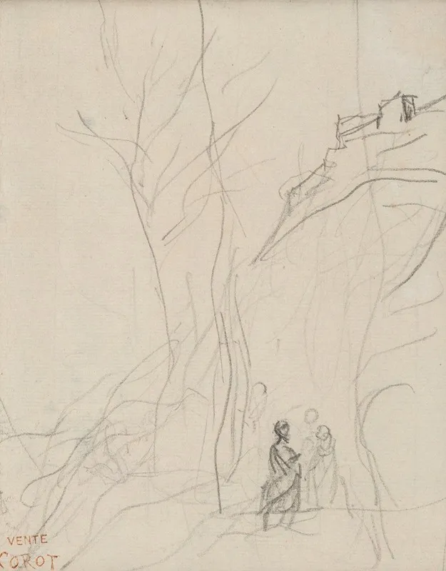 Italian Landscape 51 by Jean-Baptiste-Camille Corot - Canvas Print