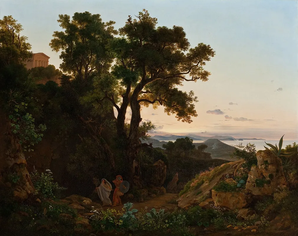 Italian Landscape With Aeneas And The Cumaean Sibyl by Beniamino De Francesco - Canvas Print