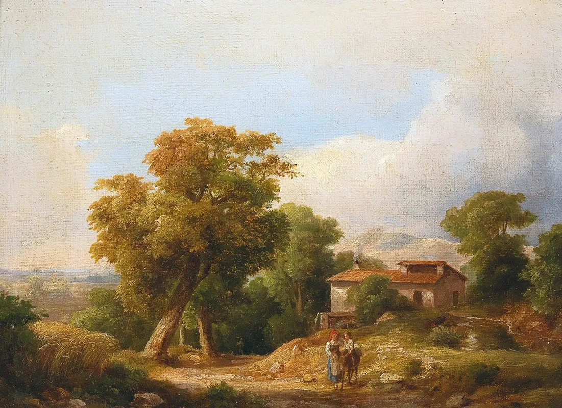 Italian Landscape With Farmhouse by Károly Markó - Canvas Print