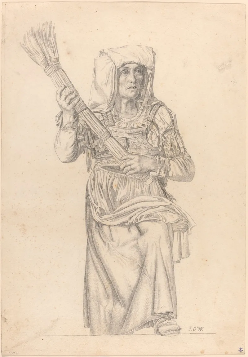 Italian Peasant Woman With A Broom
