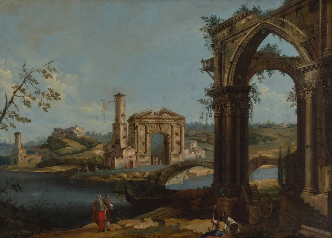 Italian Scene With Ruins