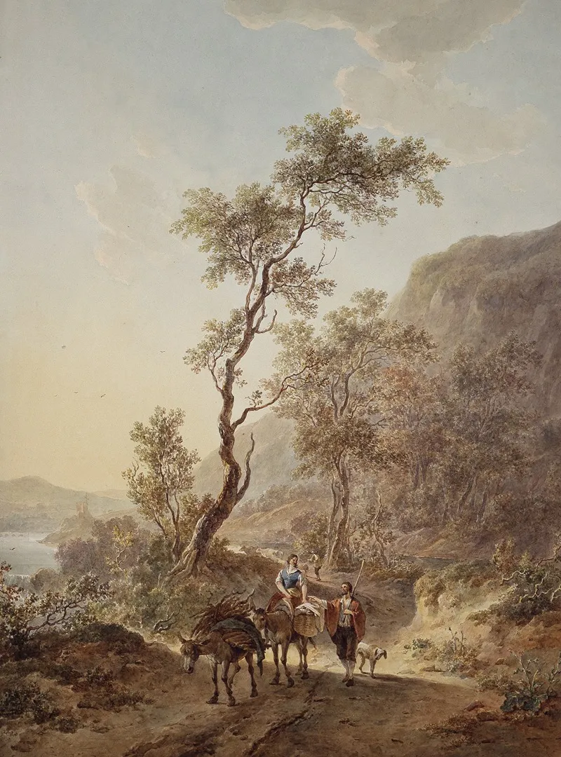 Italianate Landscape With Shepherd And Shepherdess On A Path by Jacob van Strij - Canvas Print