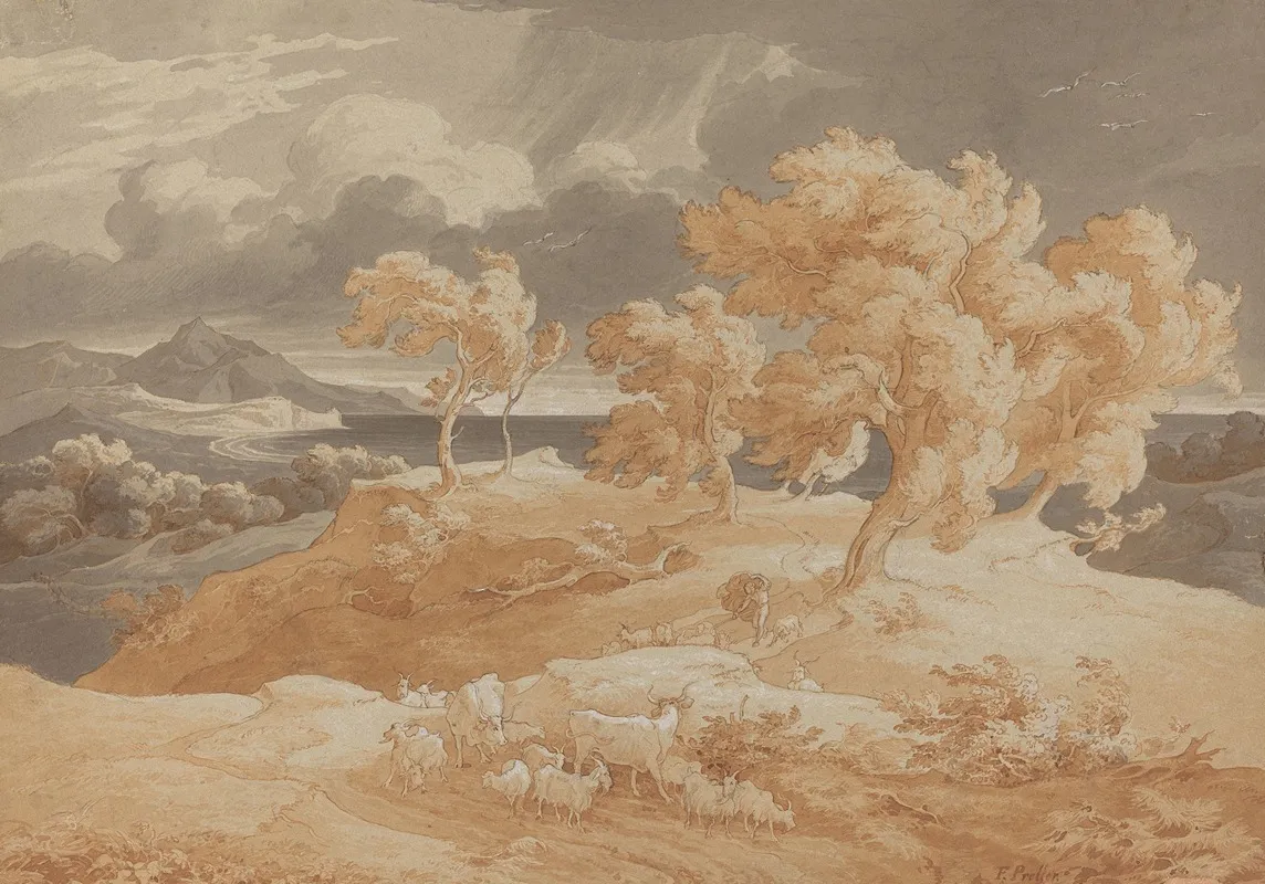 Italienische Kustenlandschaft Mit Gewitter