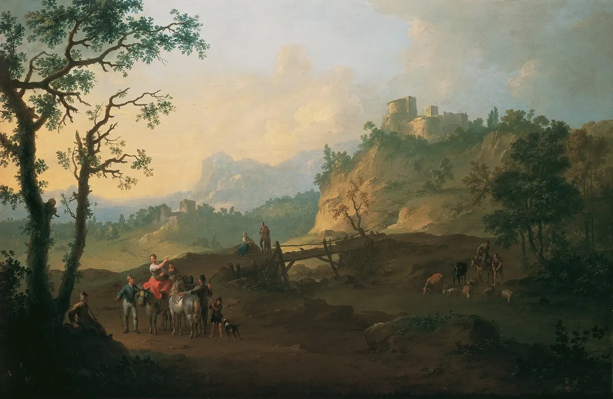 Italienische Landschaft by Franz de Paula Ferg - Canvas Print