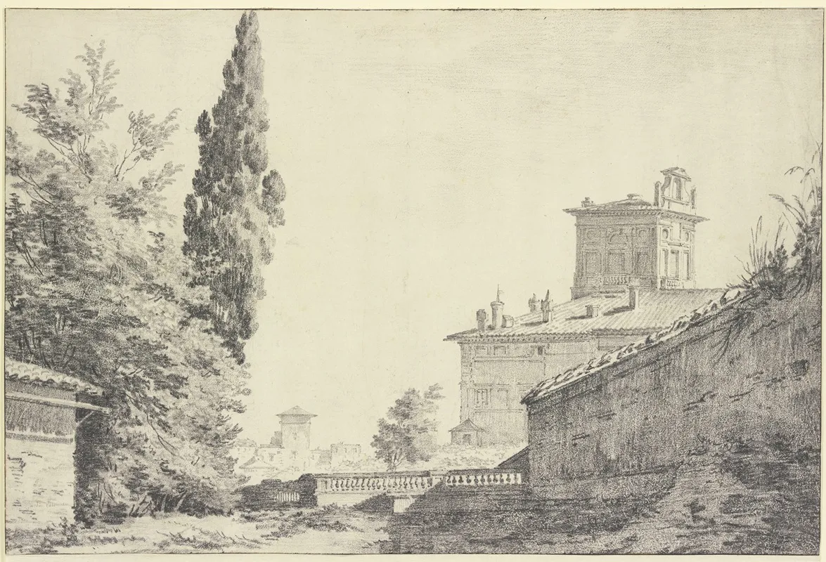Italienische Villa Mit Terrasse by Jean-Baptiste Regnault - Canvas Print