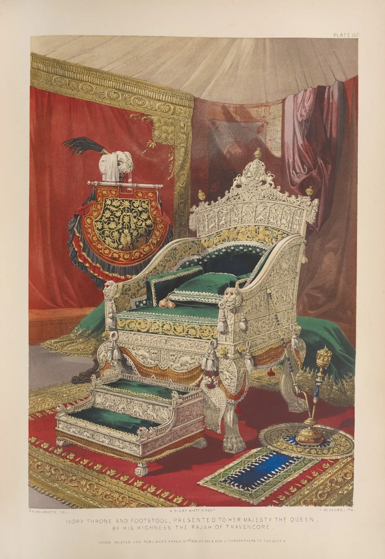 Ivory Throne And Footstool Presented To Her Majesty The Queen By His Highness The Rajah Of Travencore