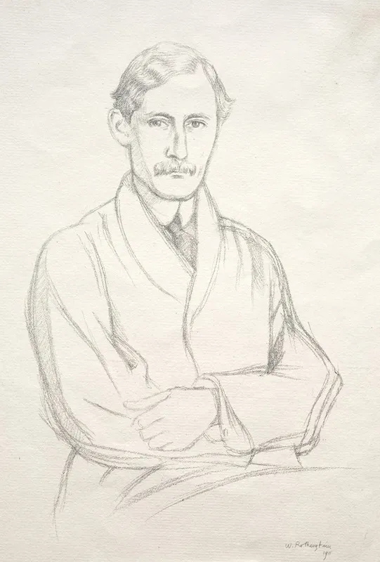 J E Spingarn by William Rothenstein - Canvas Print