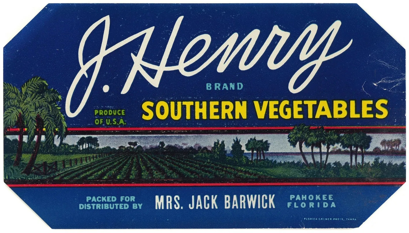 J Henry Brand Southern Vegetables Label