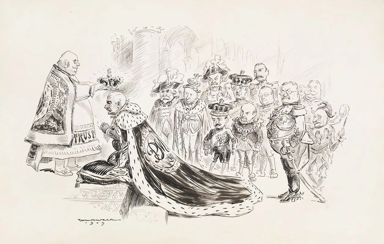 J Pierpont Morgan Is Crowned King By A Man Representing Trusts