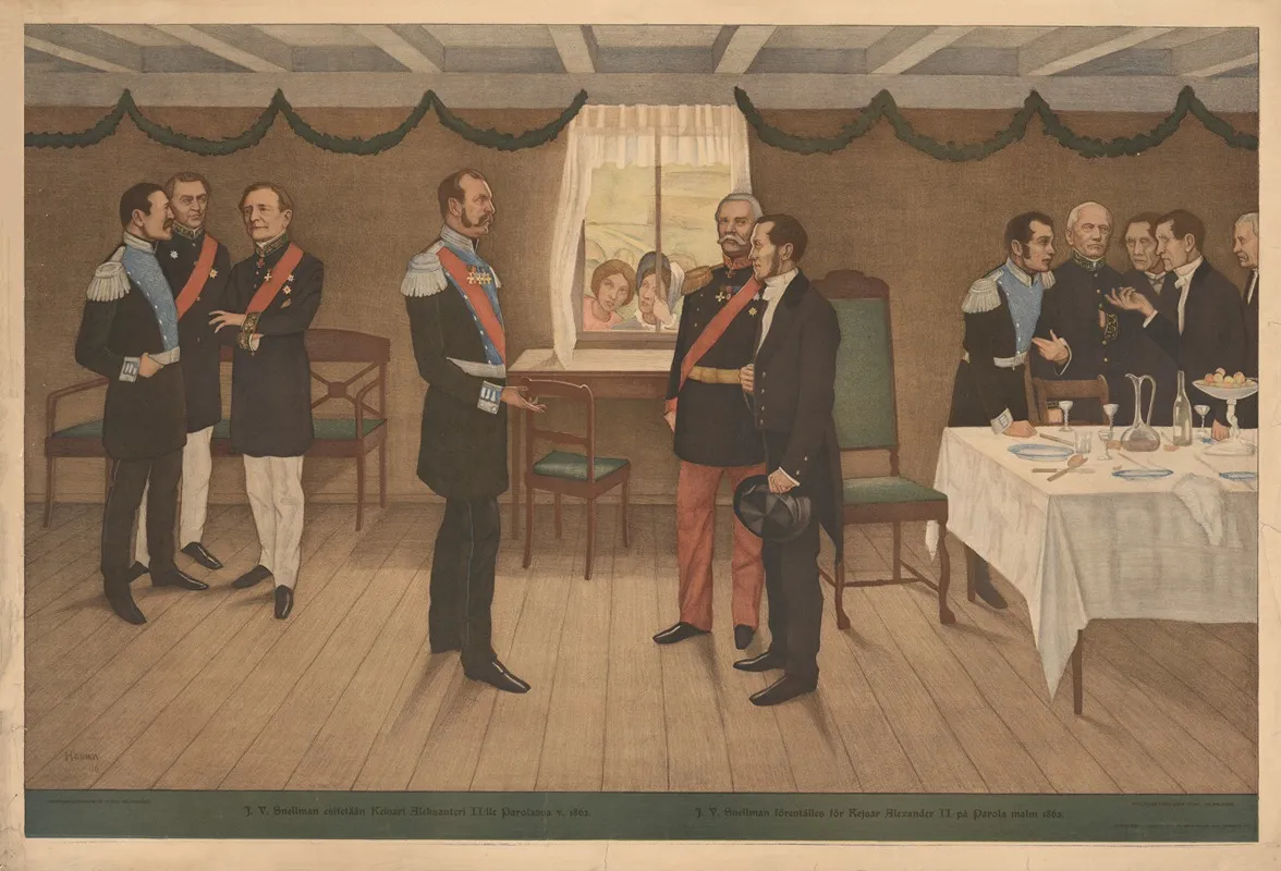 J V Snellman Is Presented To Emperor Alexander Ii In 1863 by Werner von Hausen - Canvas Print