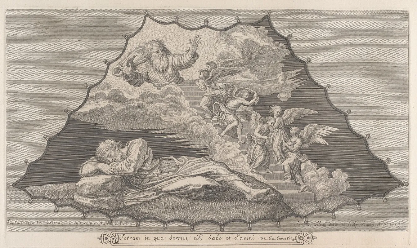 Jacob And The Heavenly Ladder After Raphael by John Alexander - Canvas Print