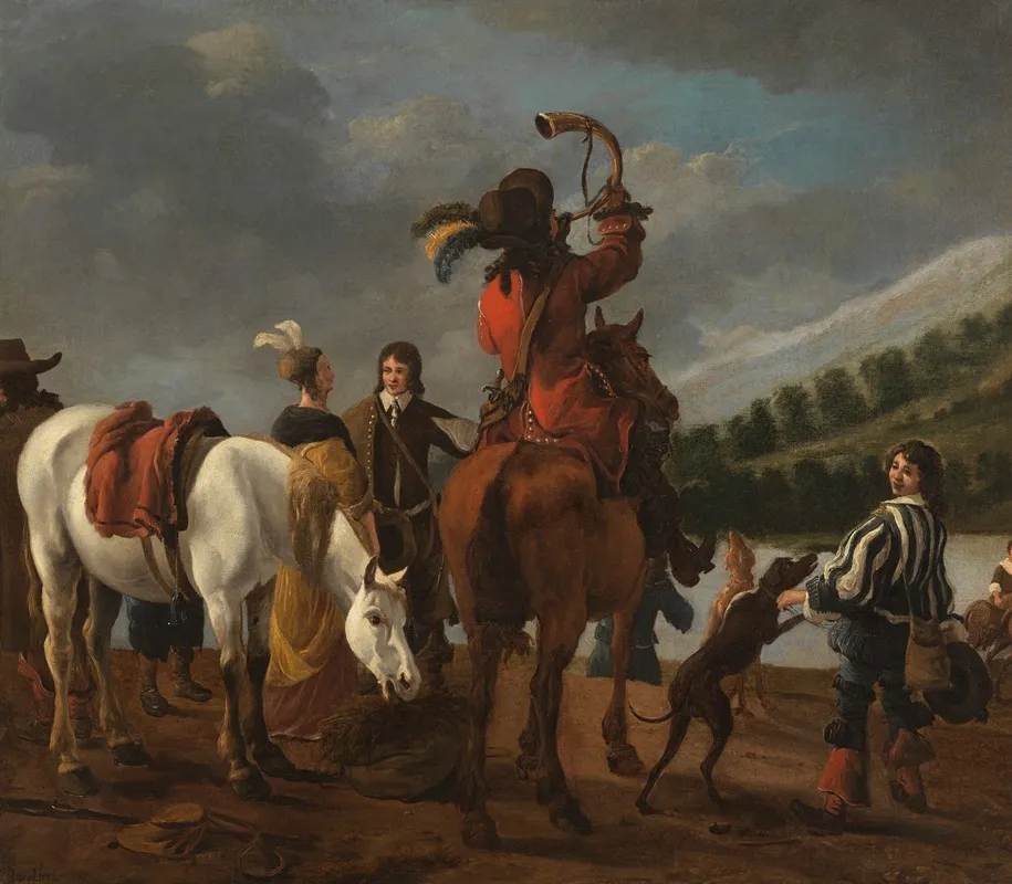 Jagershalte by Jan Baptist Wolfaerts - Canvas Print