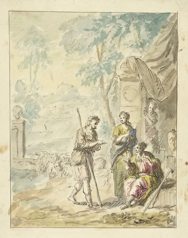 Jakob Beklaagt Zich Bij Laban by Elias van Nijmegen - Canvas Print