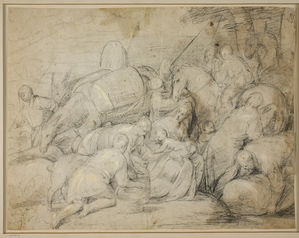 Jakobs Rejse Til Egypten by Jacopo Bassano - Canvas Print