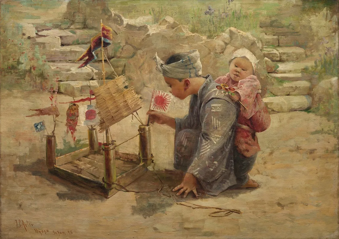 Japanese Boy Building A Man Of War