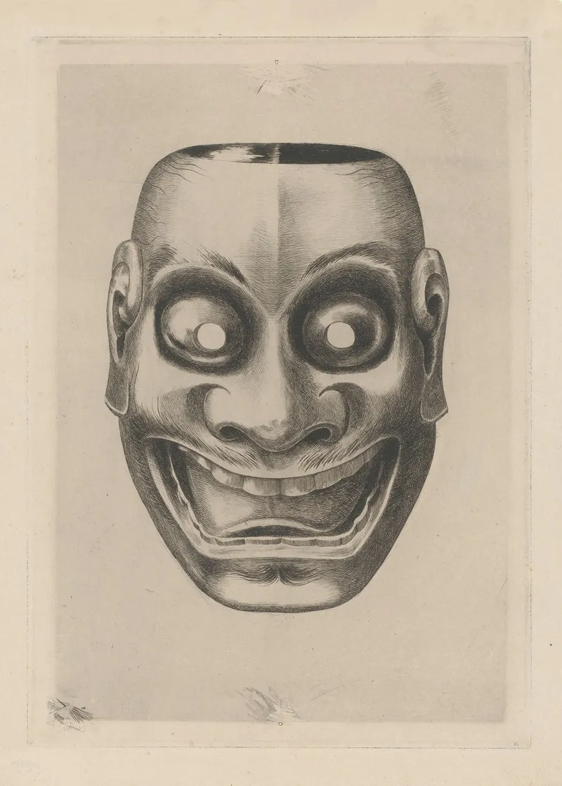 Japanese Theatre Mask Made Of Lacquered Wood