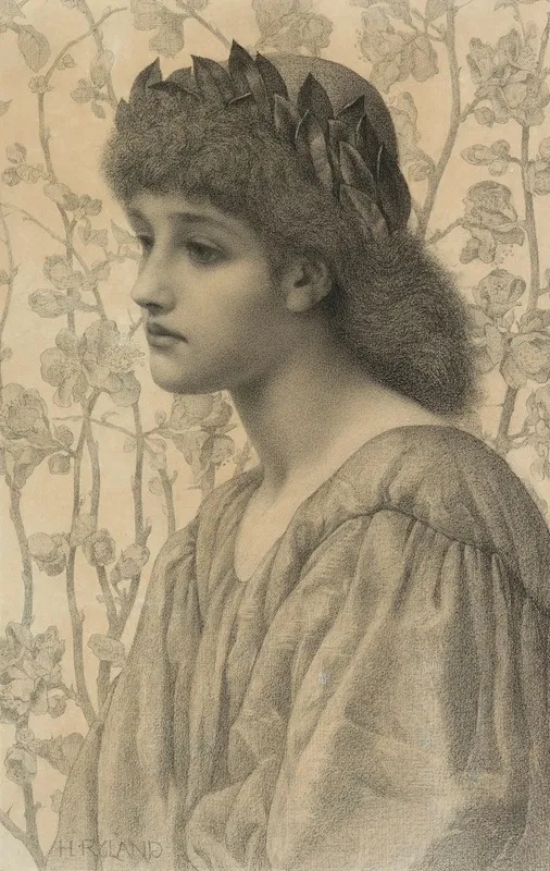 Japonica by Henry Ryland - Canvas Print
