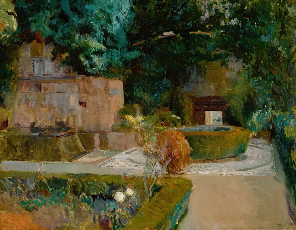 Jardin De Los Adarves Alhambra Granada by Joaquín Sorolla - Canvas Print