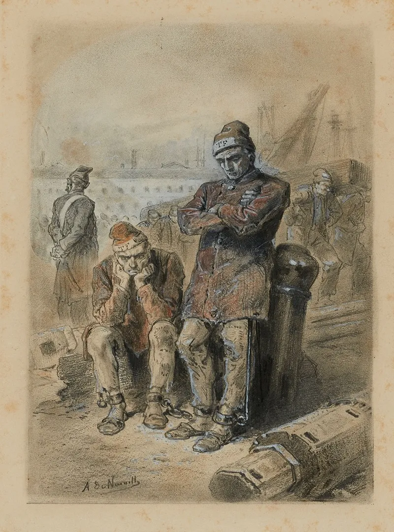 Jean Valjean Au Bagne Le Numero 24601 Devient Le Numero 9436 by Alphonse Marie de Neuville - Canvas Print