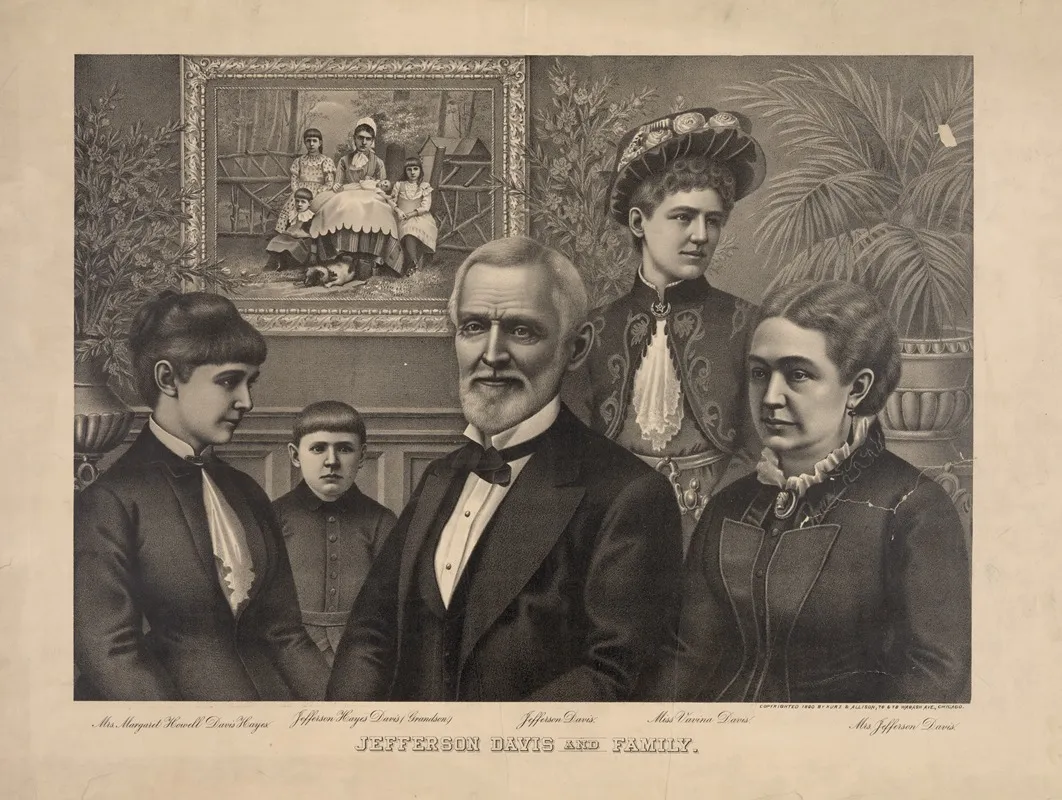 Jefferson Davis And Family by Kurz &amp; Allison - Canvas Print