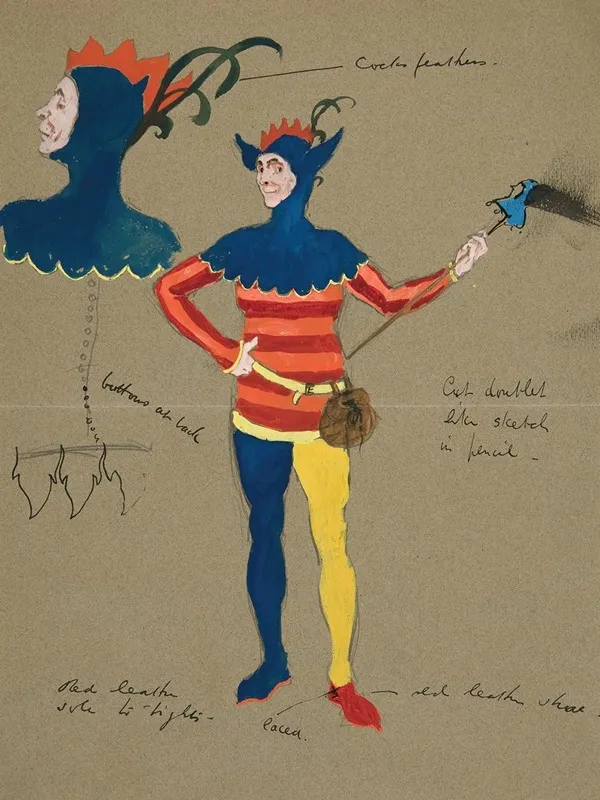 Jester Costume Sketch For Henry Irvings Planned Production Of King Richard Ii