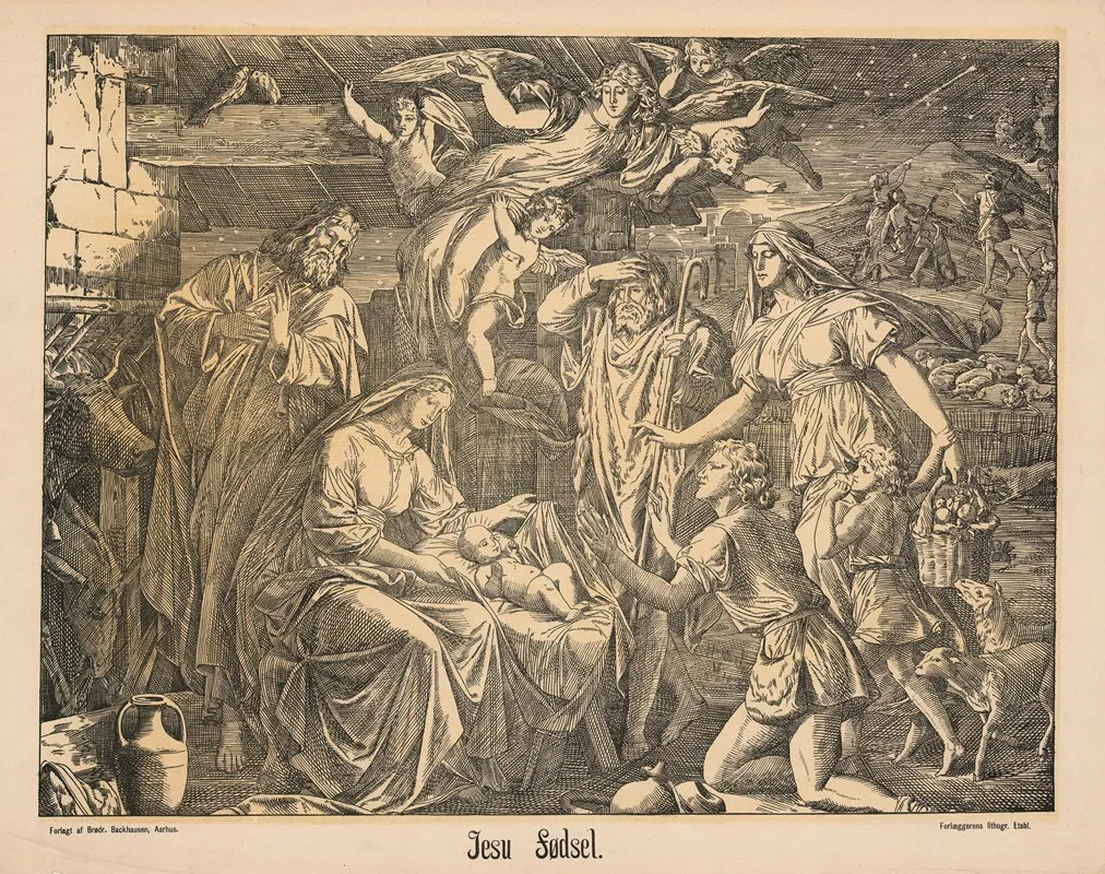 Jesu Fodsel by Brødr. Backhausen - Canvas Print