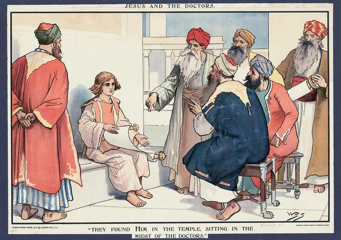 Jesus And The Doctors by Walter Sidney Stacey - Canvas Print