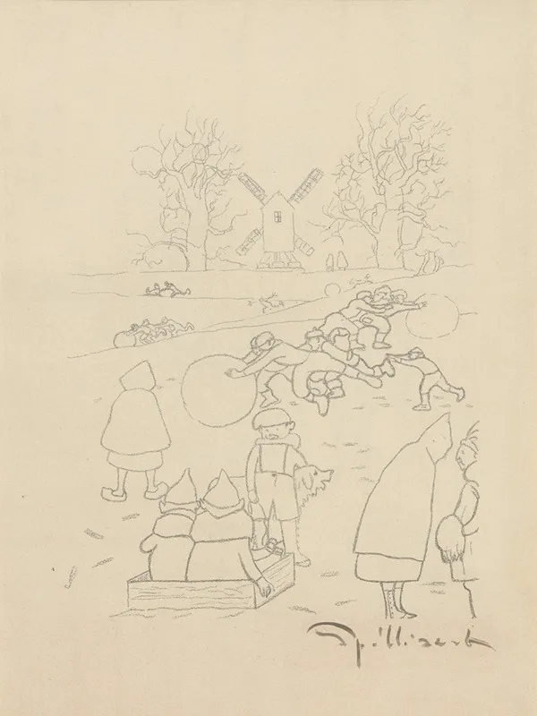 Jeu De Neige Devant Le Moulin 2 by Léon Spilliaert - Canvas Print