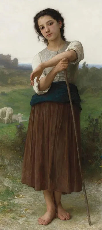 Jeune Bergere Debout by William Bouguereau - Canvas Print