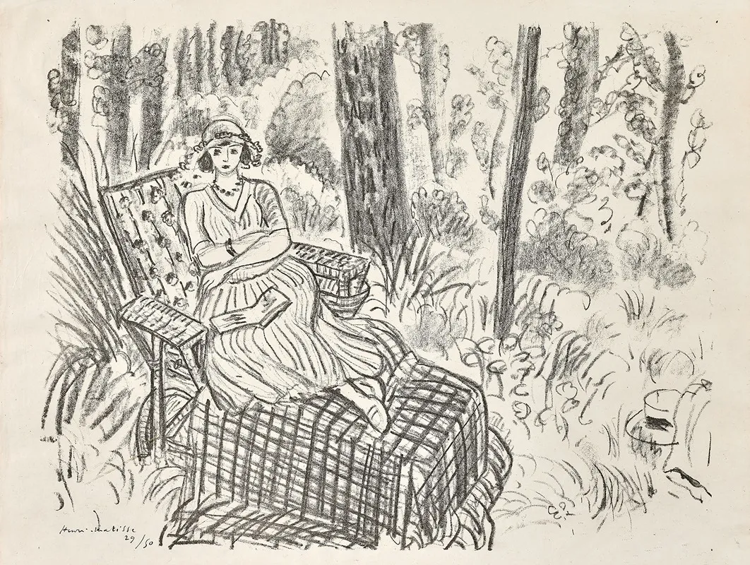 Jeune Femme A La Chaise Longue Dans Un Sous Bois by Henri Matisse - Canvas Print