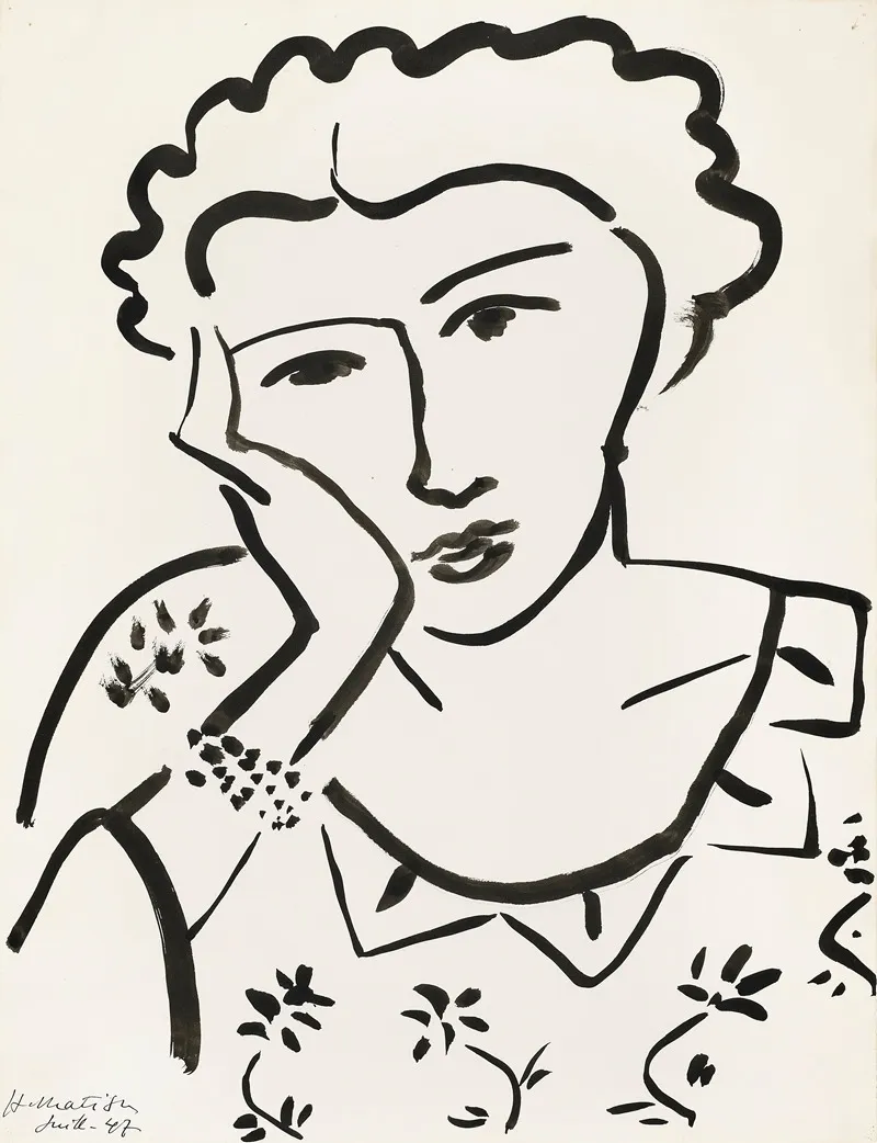 Jeune Fille Accoudee by Henri Matisse - Canvas Print