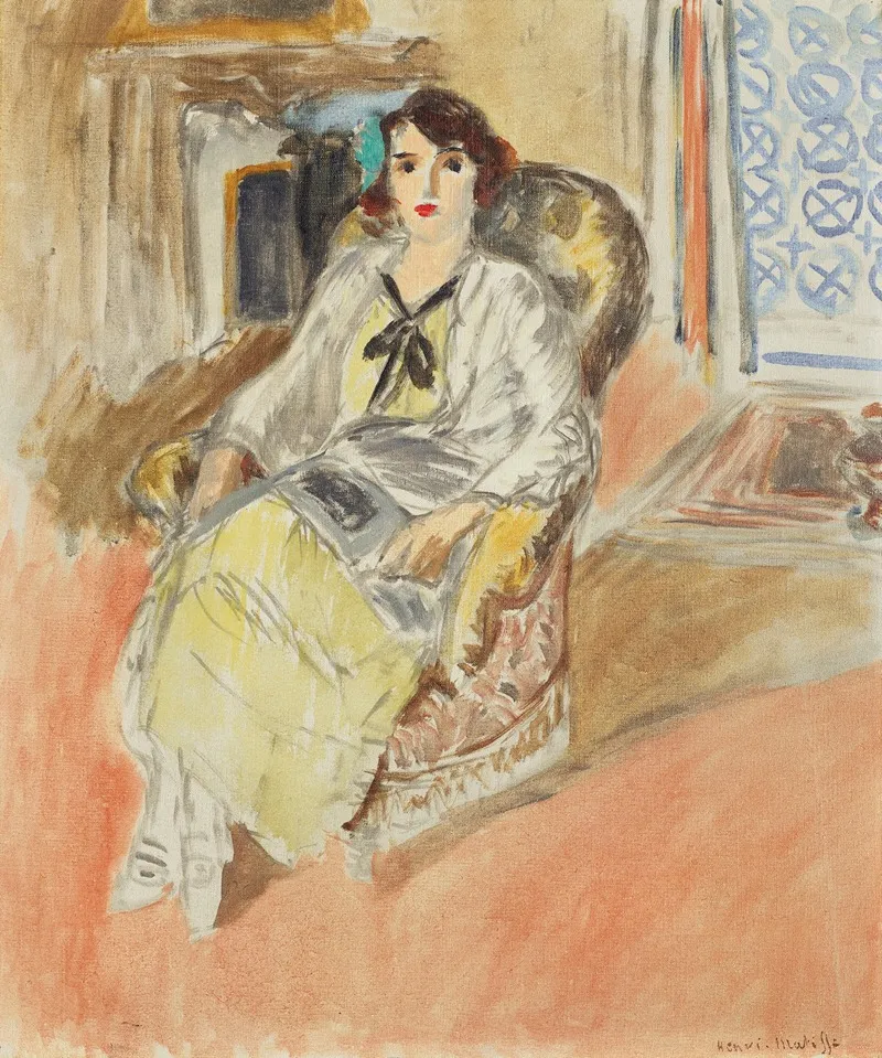 Jeune Fille Assise Robe Jaune by Henri Matisse - Canvas Print