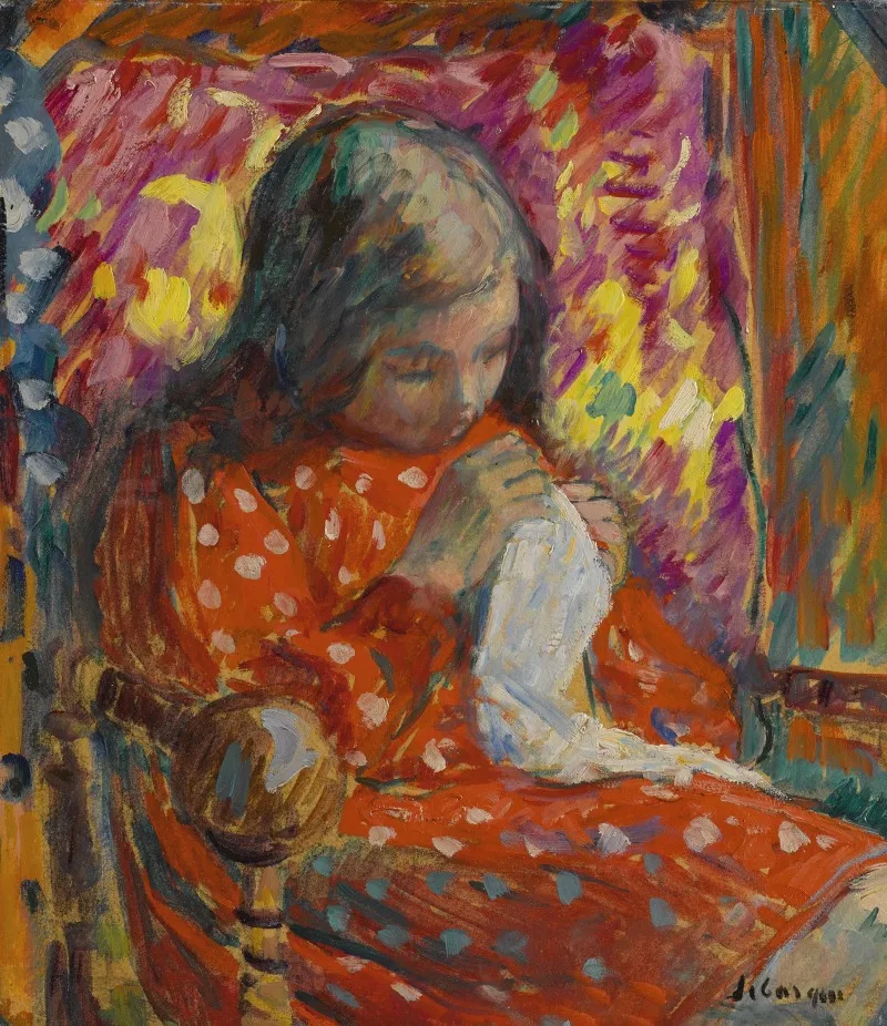 Jeune Fille Cousant by Henri Lebasque - Canvas Print