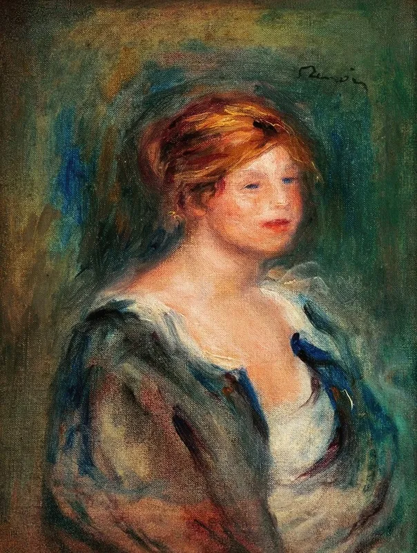 Jeune Fille En Bleu Tete De Femme Blonde
