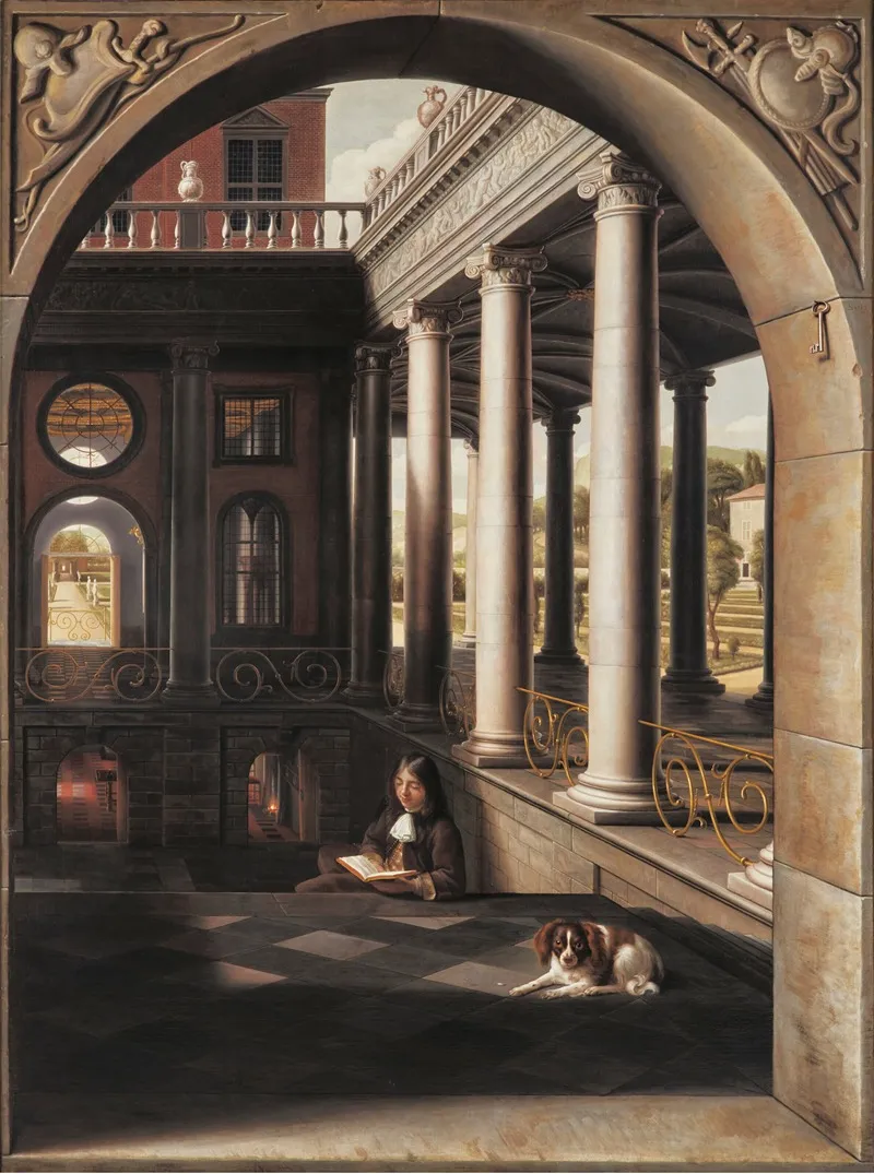 Jeune Homme Lisant Dans Un Palais De Style Renaissance by Samuel van Hoogstraten - Canvas Print