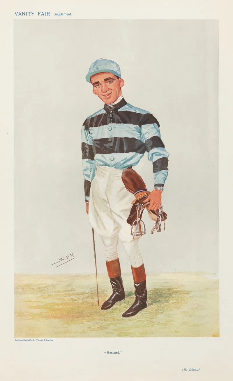 Jockeys Bernard Bernard Dillon September 12 1906 by Leslie Matthew Ward - Canvas Print