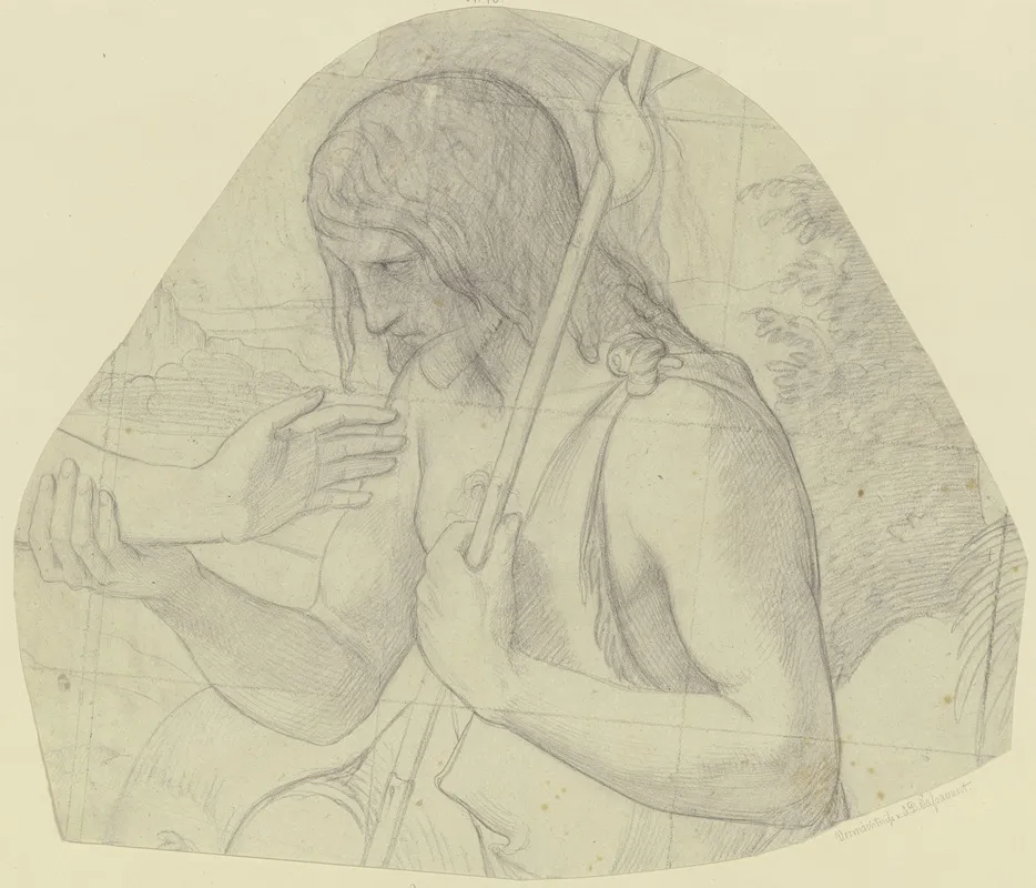Johannes Der Taufer Als Halbfigur Mit Dem Unterarm Christi