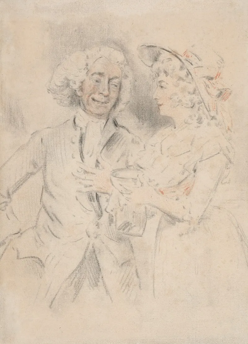 John Edwin And Mrs Mary Wells by John Downman - Canvas Print