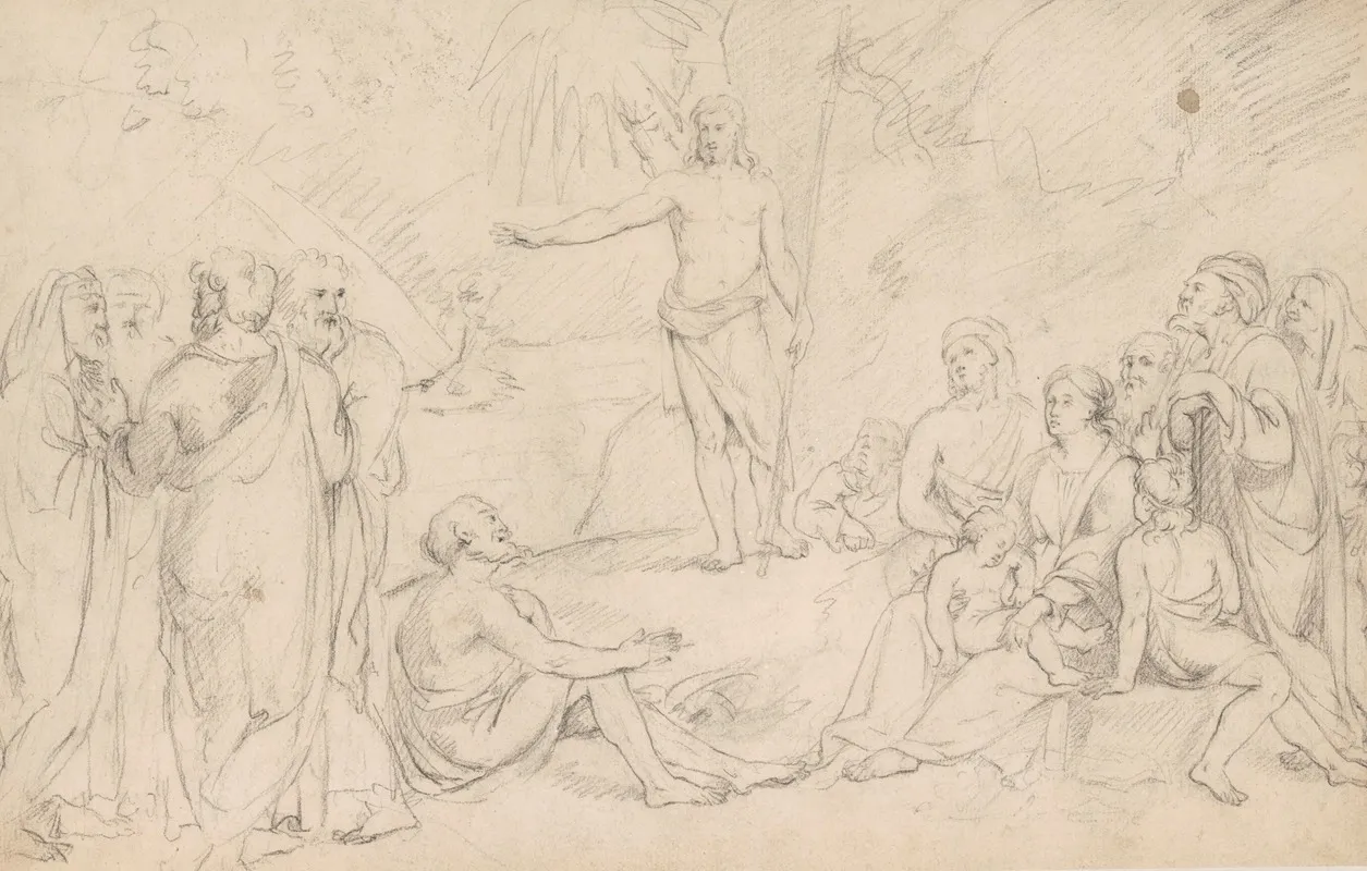 John The Baptist Preaching 5 by Jean Antoine Verschaeren - Canvas Print