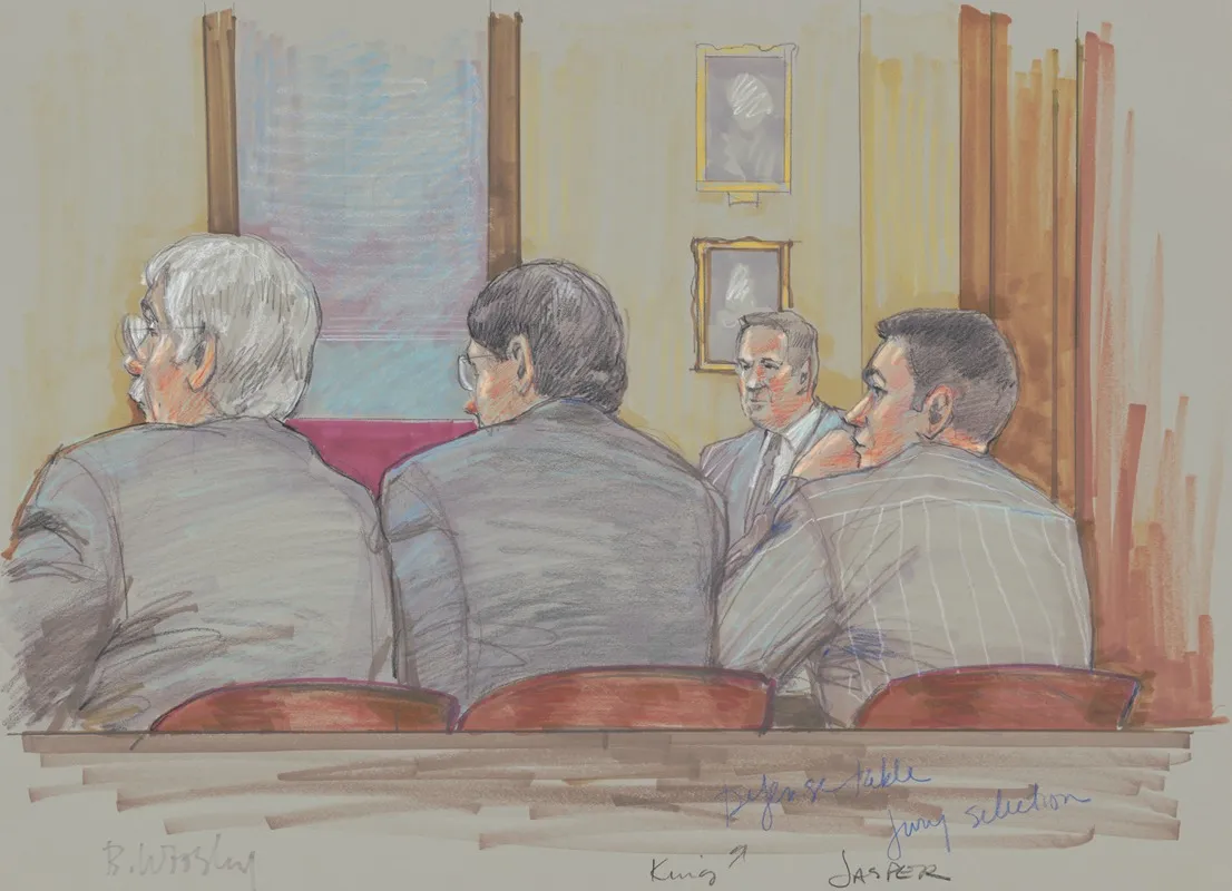 John William Bill King Seated At Defense Table During Jury Selection At His Trial For The Murder Of James Byrd Jr by Brigitte Woosley - Canvas Print